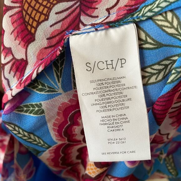 Cabi Primrose Dress Spring Dress size small floral chiffon puff‎ sleeve 5612 - Picture 6 of 7